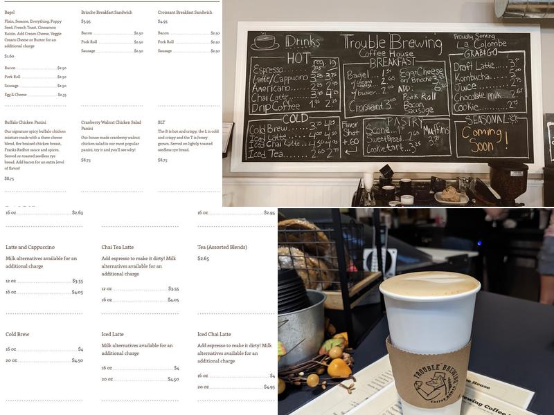 Trouble Brewing Coffee House Menu