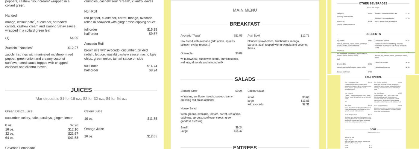 Try It Raw Menu