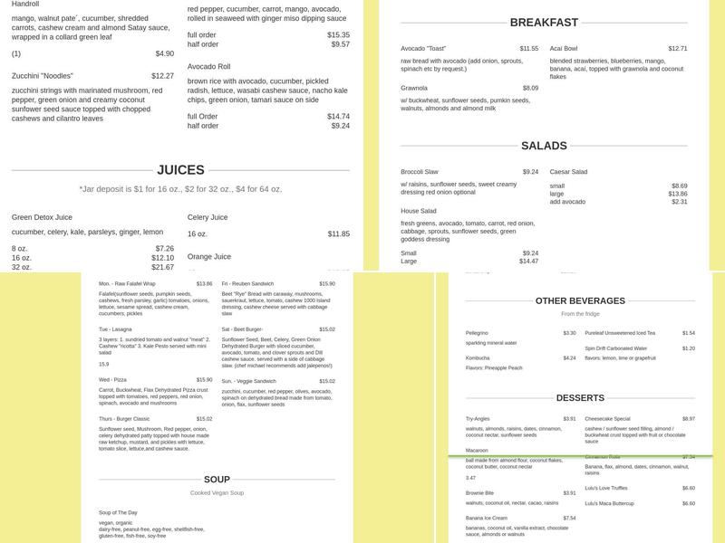 Try It Raw Menu
