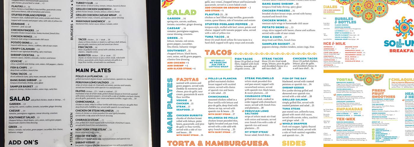 Solluna Menu