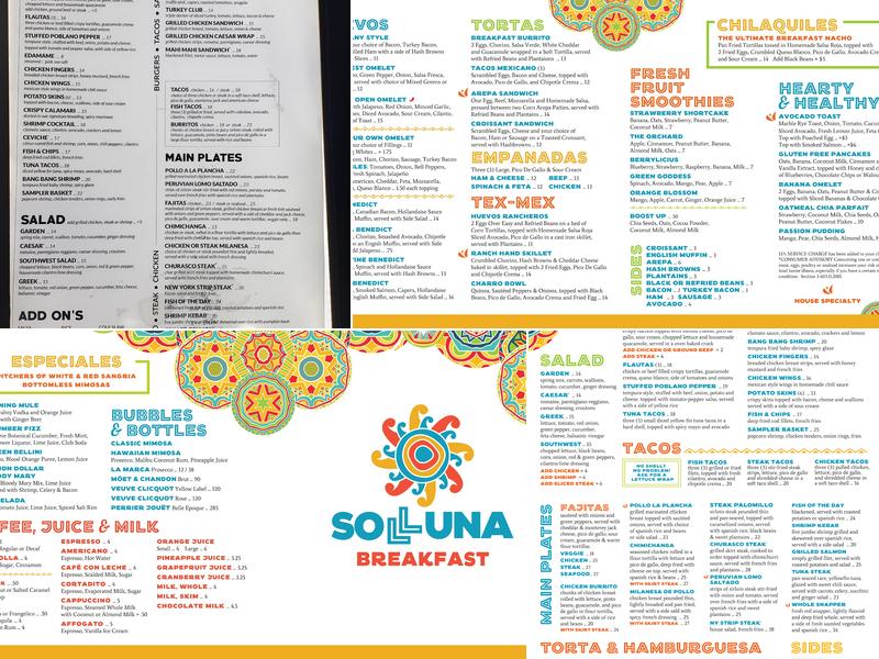 Solluna Menu