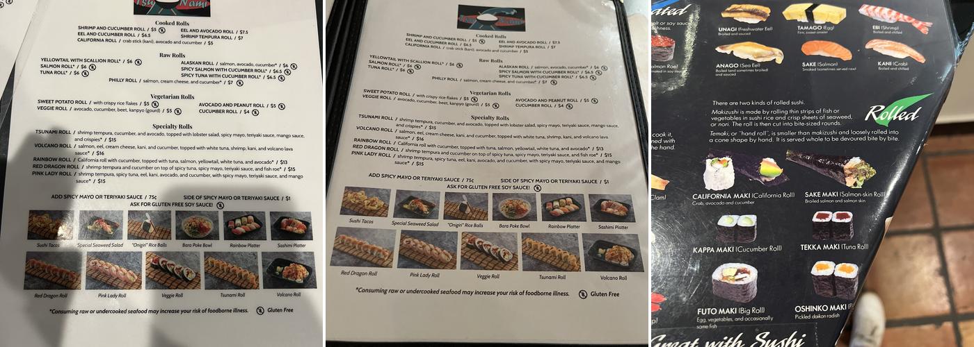 Tsunami Express Menu
