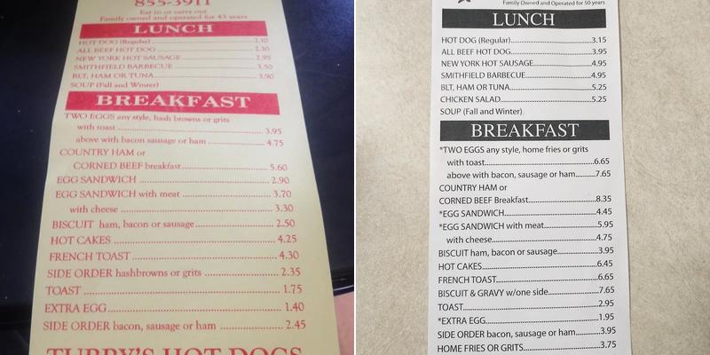 Tubby's Hot Dogs Menu