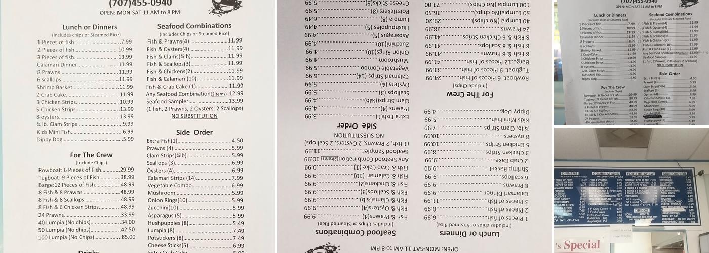 Tugboat Fish & Chips | Vacaville Menu