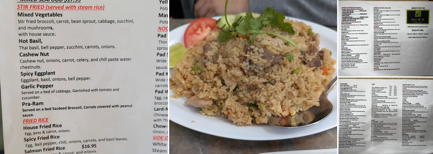 Tuk Tuk One Thai Menu