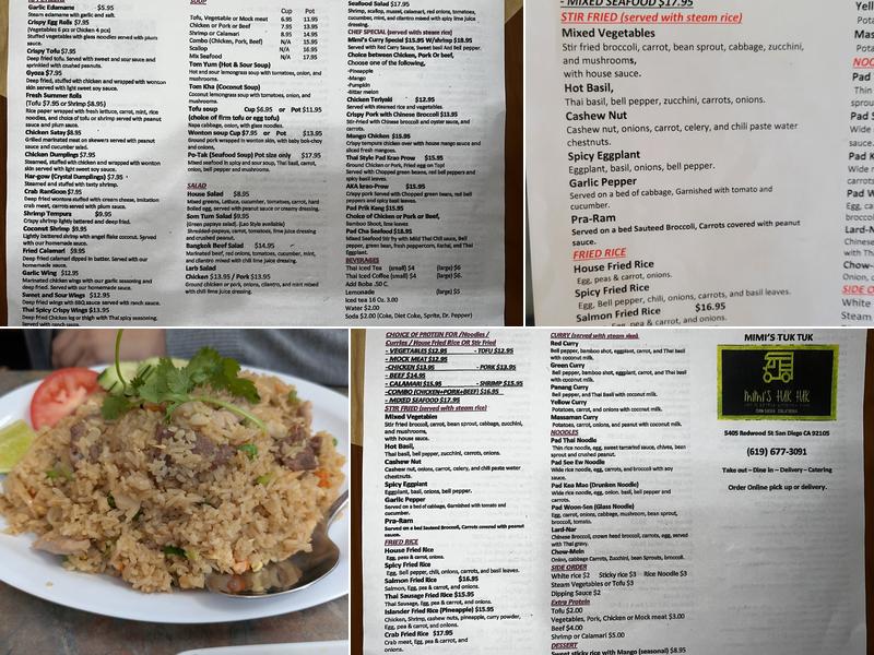 Tuk Tuk One Thai Menu