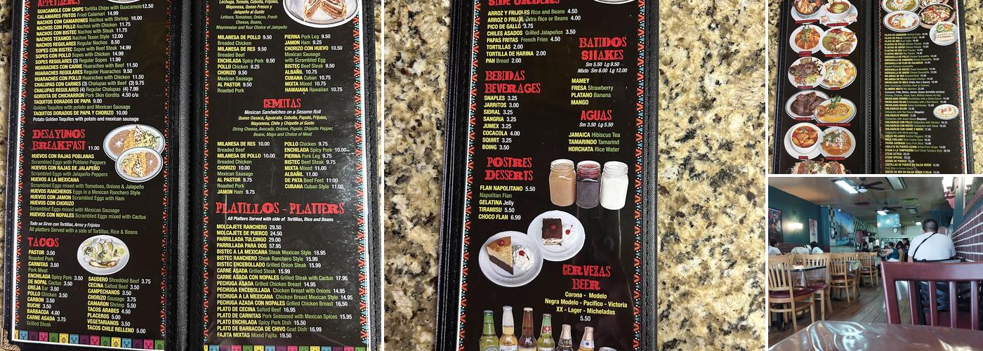 Tulcingo Restaurant Menu