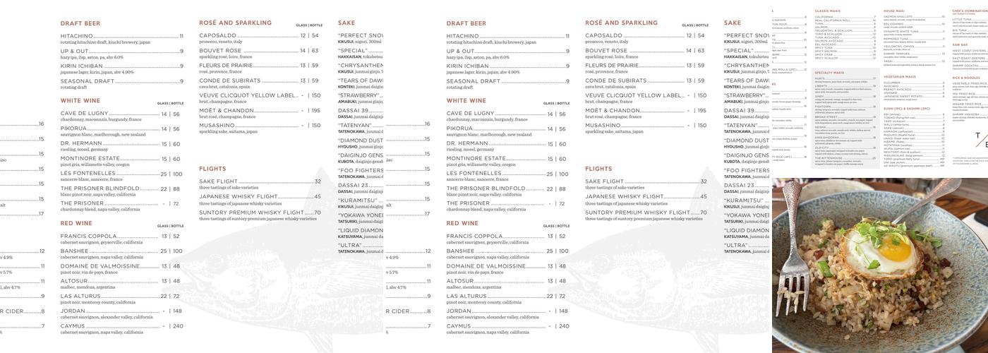 Tuna Bar Menu