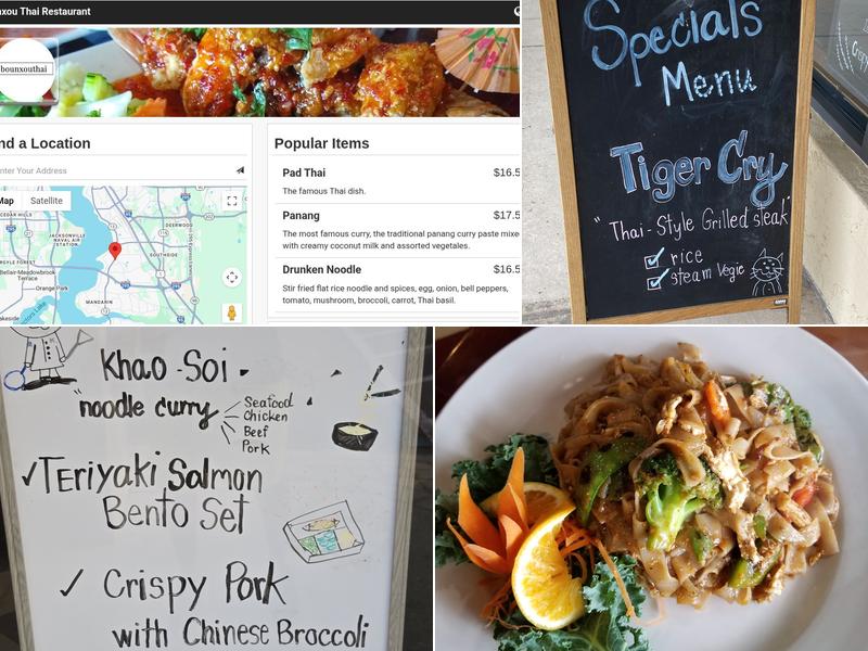 Bounxou Thai Restaurant Menu