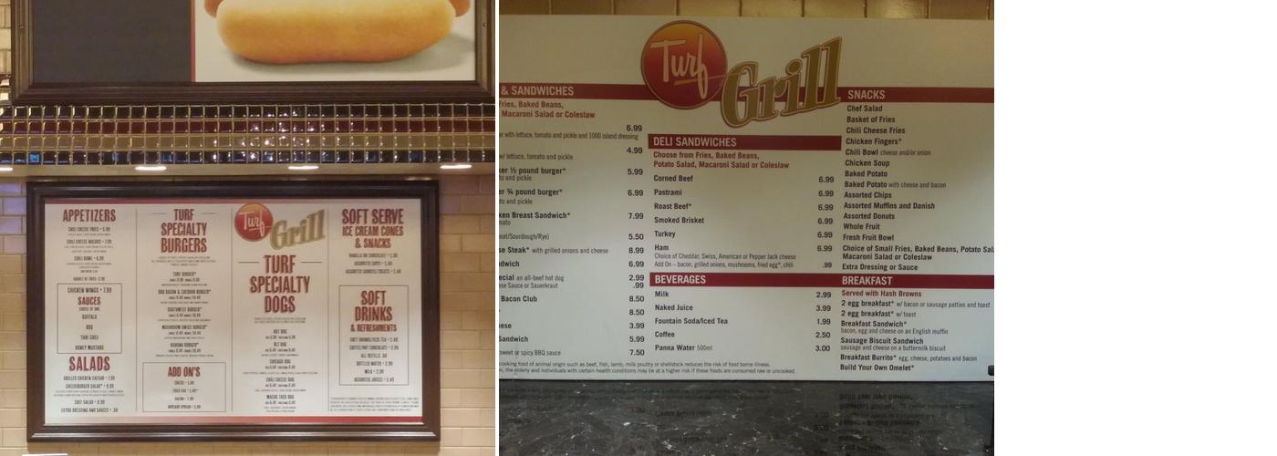 Turf Grill Menu