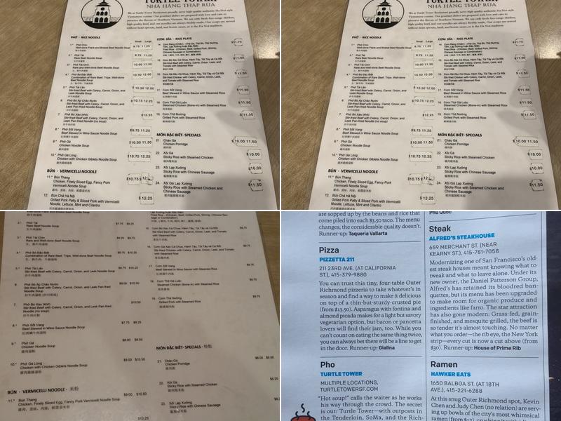 Turtle Tower Restaurant Menu