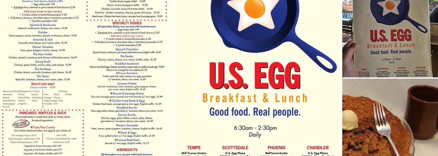 U.S. Egg Breakfast, Lunch + Cocktails Menu