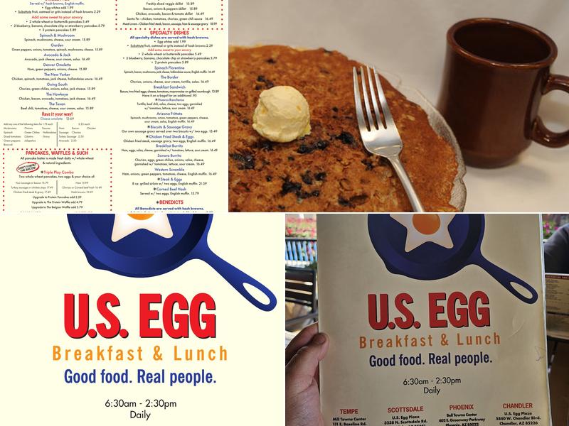 U.S. Egg Breakfast, Lunch + Cocktails Menu