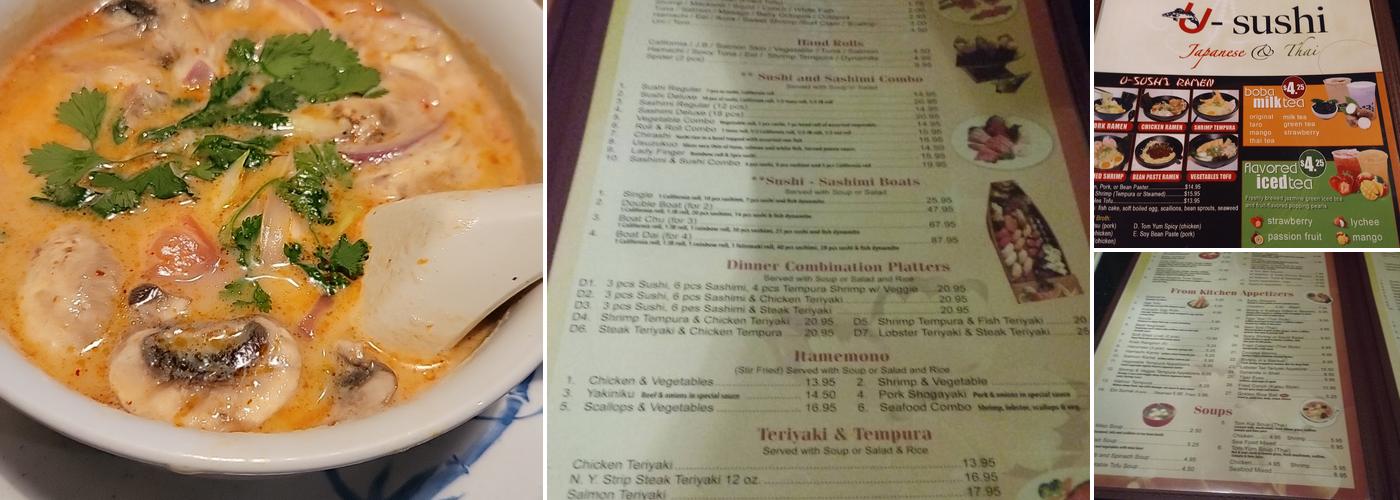 U-Sushi Japanese & Thai Menu