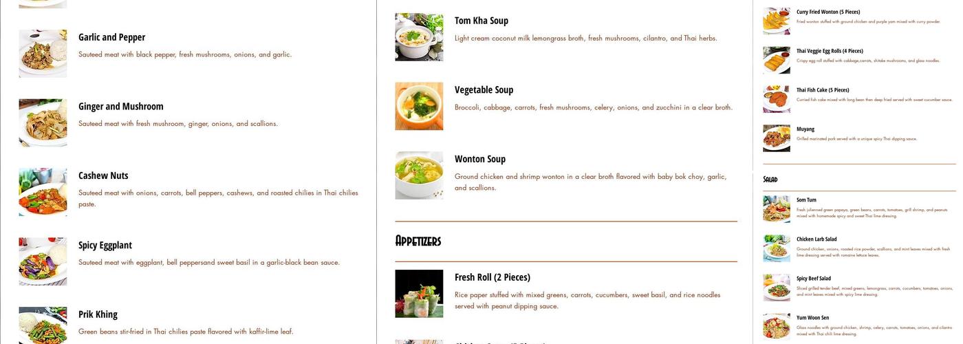 Ubon Thai Kitchen Menu