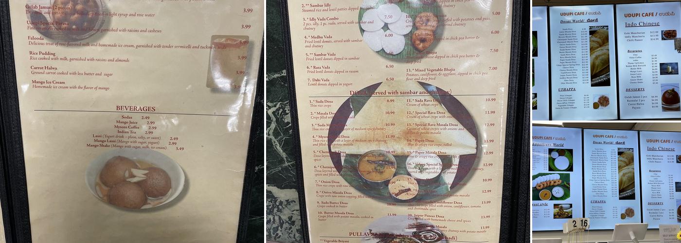 Udupi Cafe Menu