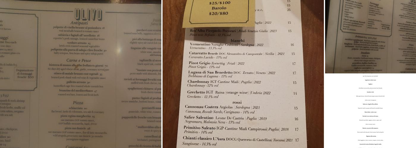 Ulivo Menu