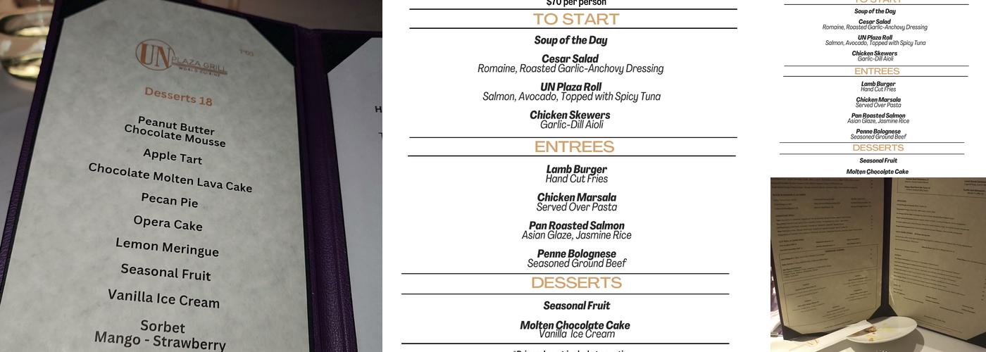 UN Plaza Grill Menu