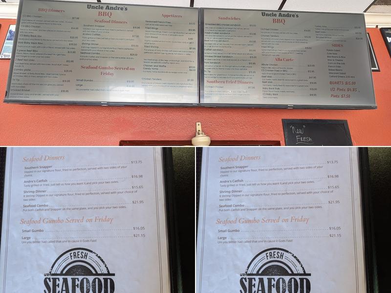 Uncle Andre's BBQ Menu