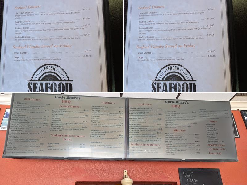 Uncle Andre's BBQ Menu