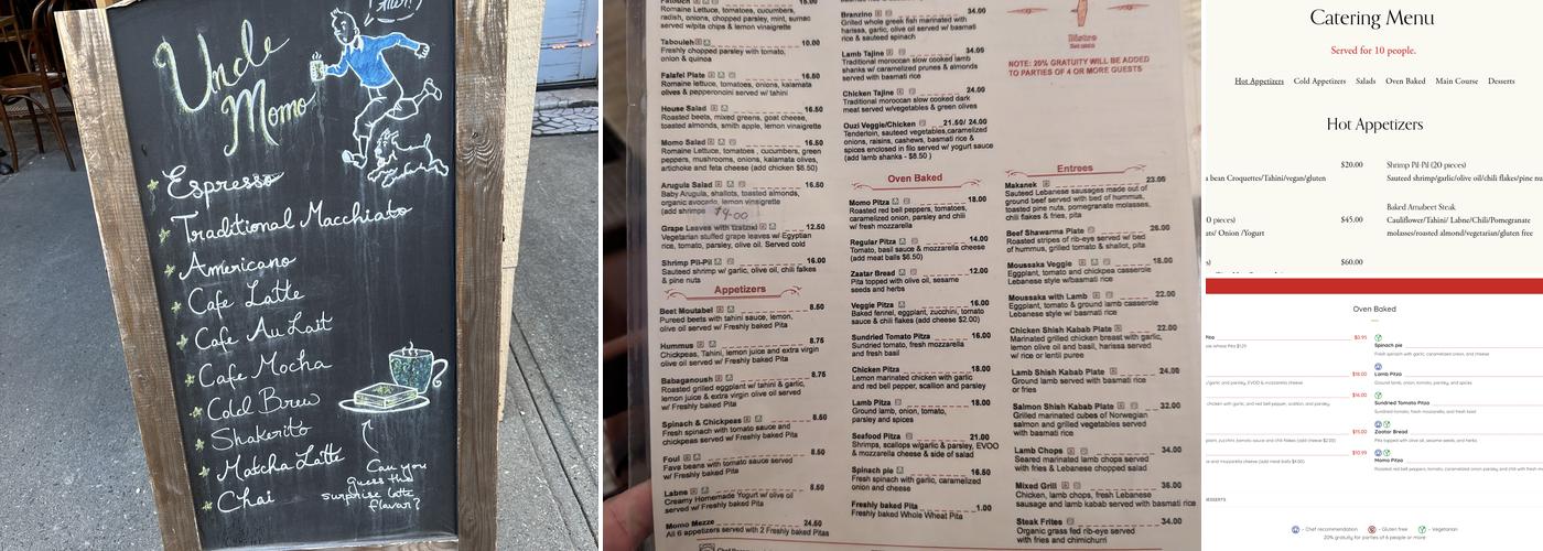 Uncle Momo Menu