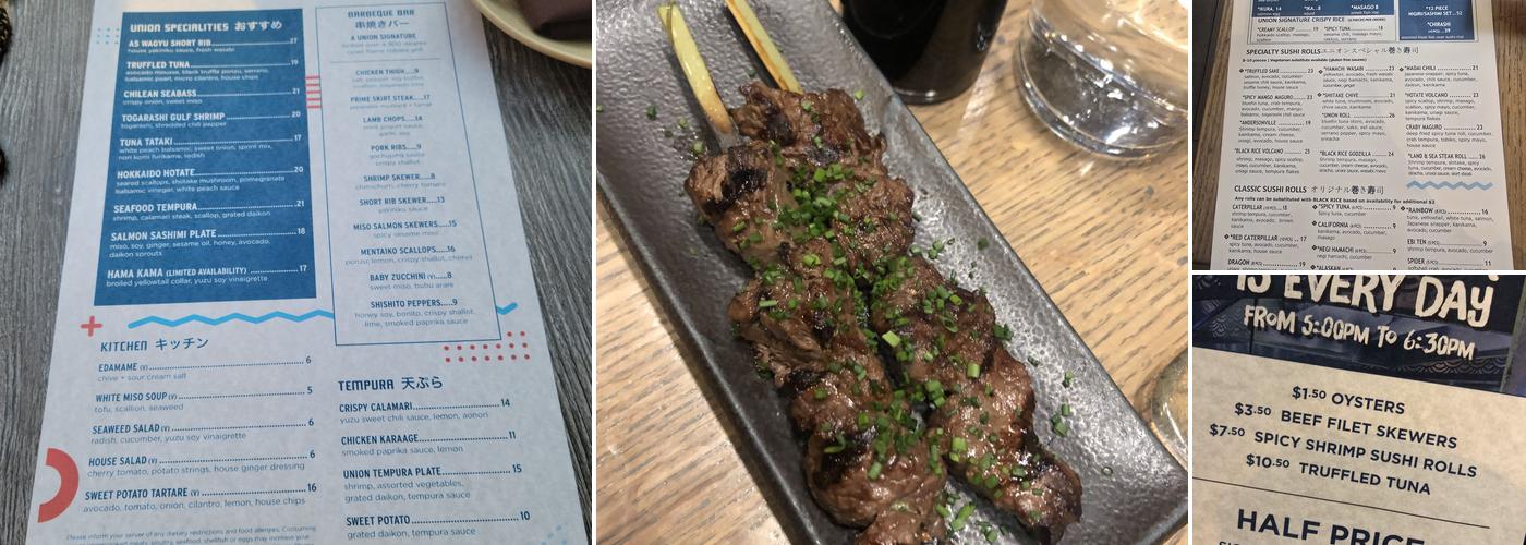 Union Sushi + Barbeque Bar Menu