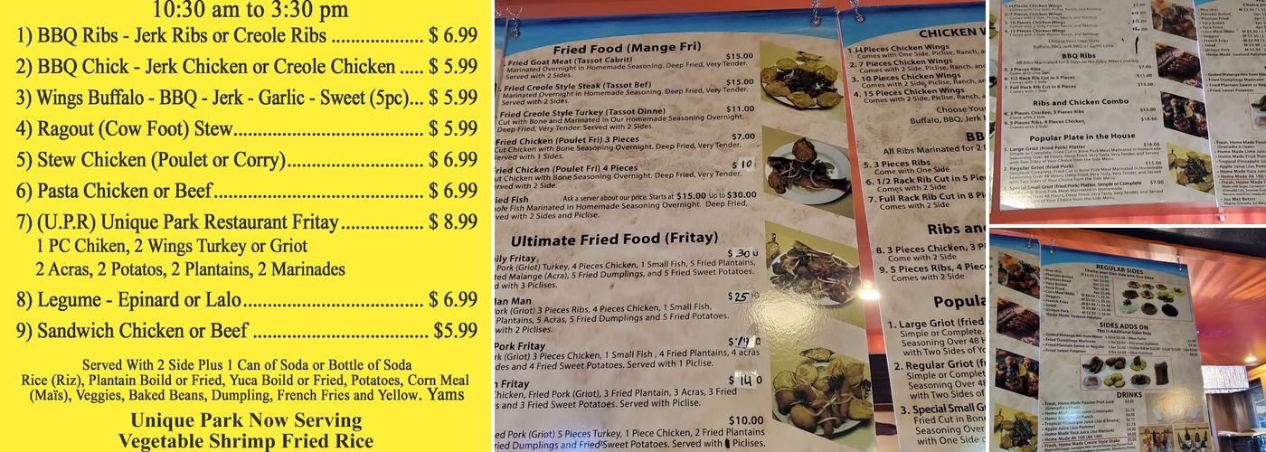 Unique Park Menu