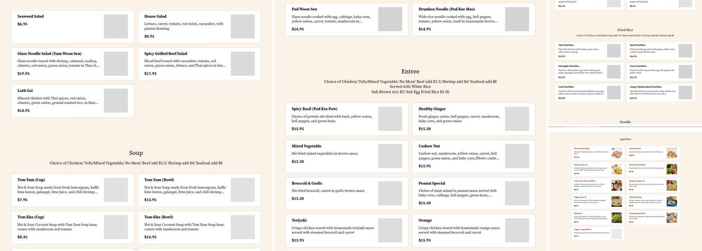 Up Thai Kitchen Menu