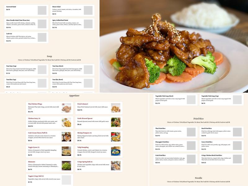 Up Thai Kitchen Menu