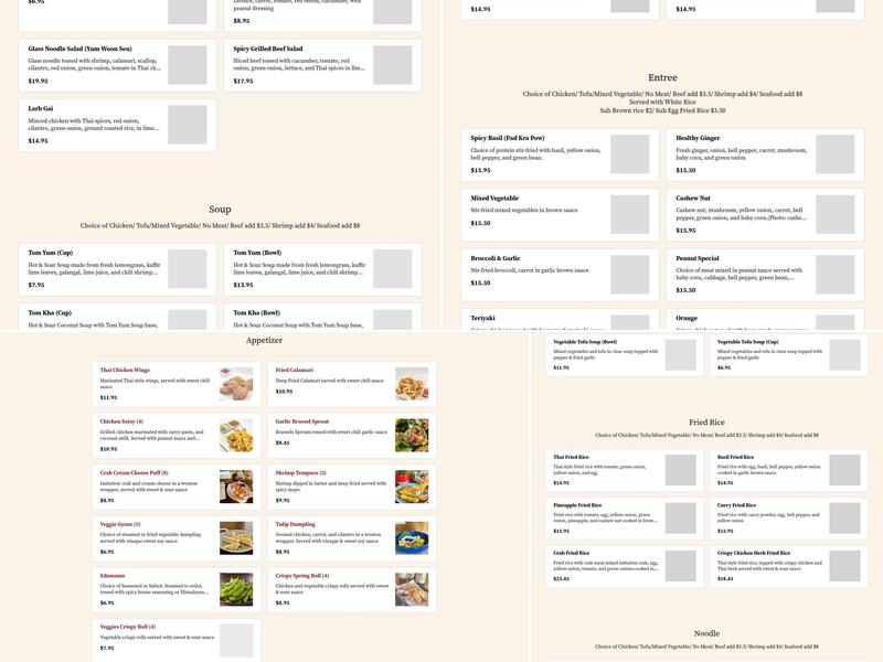 Up Thai Kitchen Menu