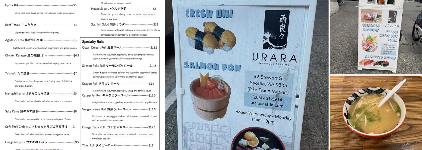 Urara Japanese Cuisine Menu