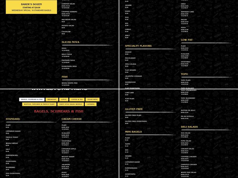 Utopia Bagels Menu
