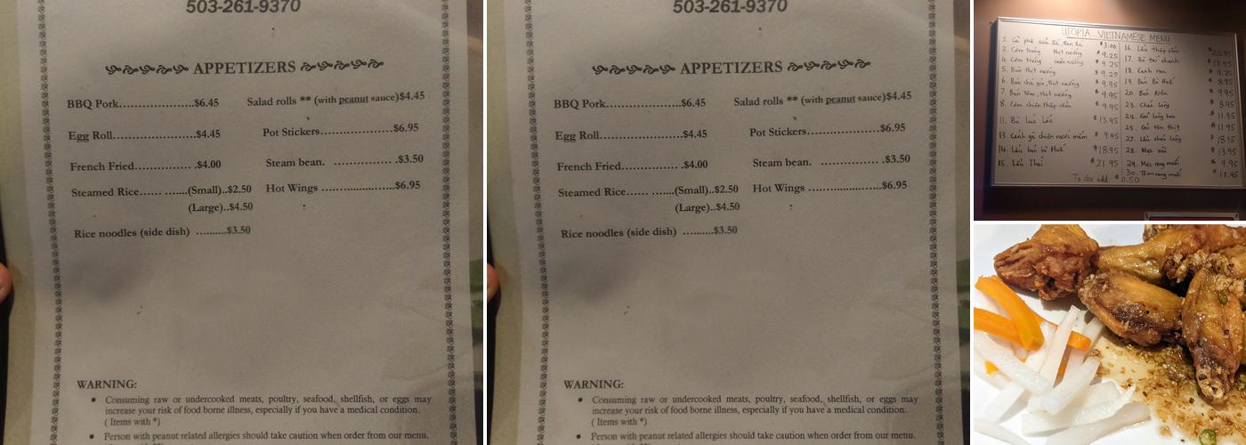 Utopia Restaurant & Lounge Menu