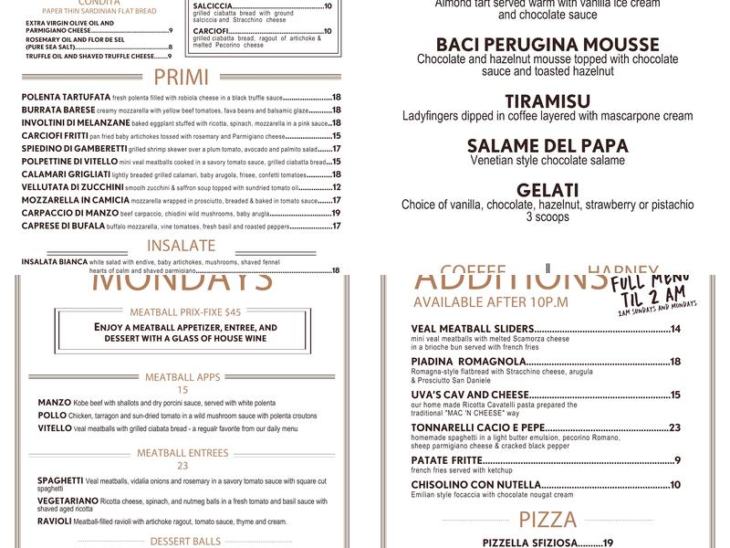 Uva Menu
