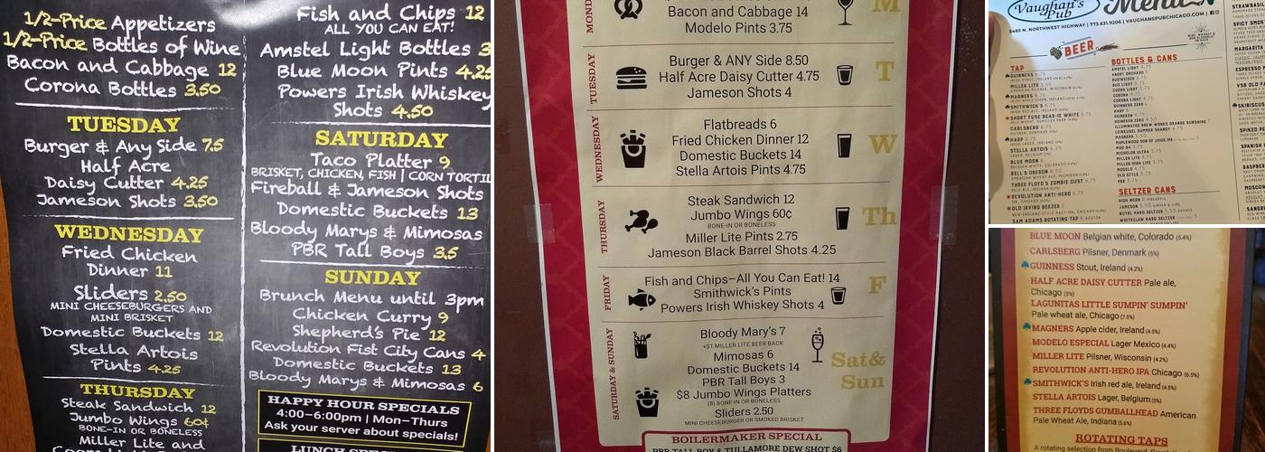 Vaughan's Pub & Grill Menu