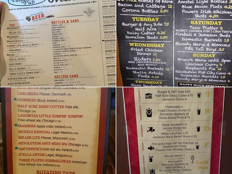 Vaughan's Pub & Grill Menu