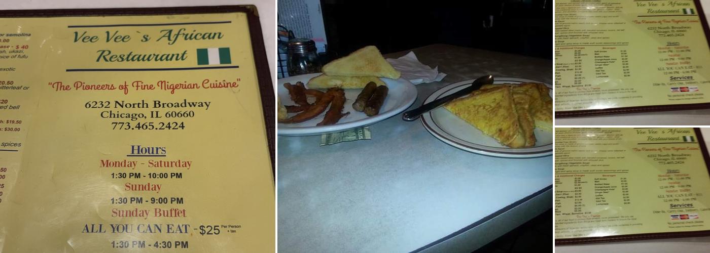 Vee-Vee's African Restaurant Menu