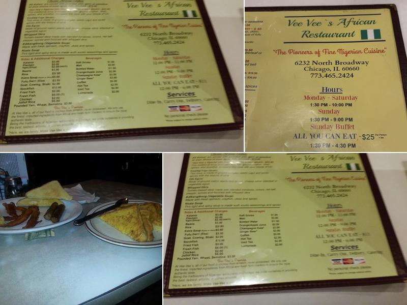 Vee-Vee's African Restaurant Menu