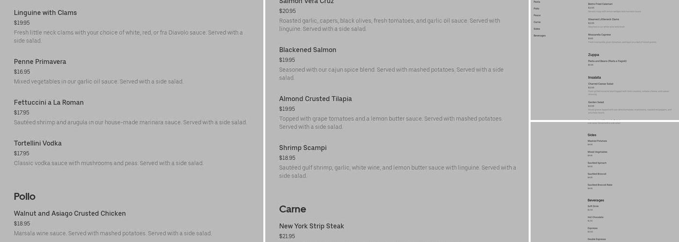 The Venetian Grille Menu