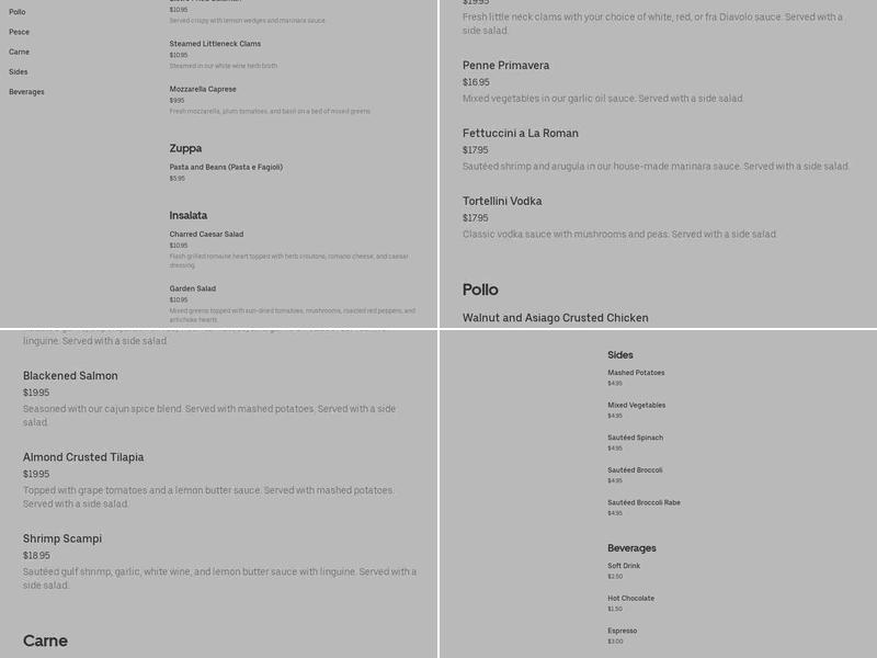 The Venetian Grille Menu