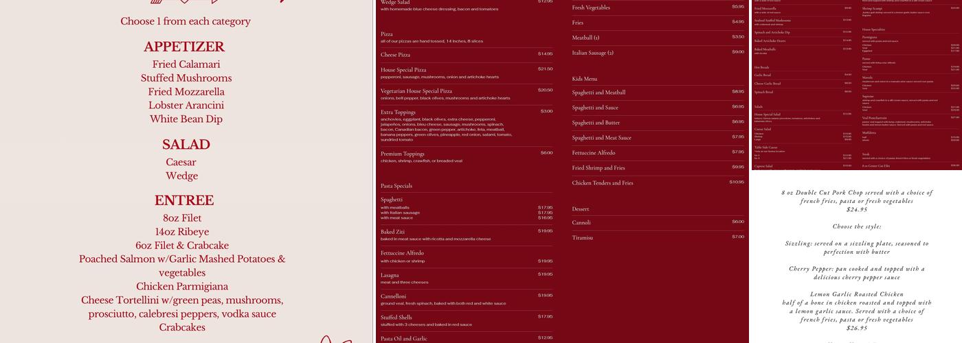 Venezia Menu