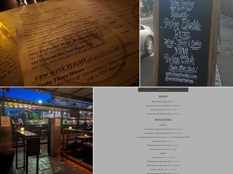 Venice Beach Wines Menu