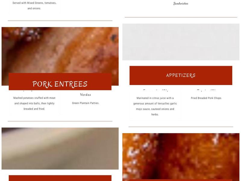 Versailles Cuban Restaurant Menu