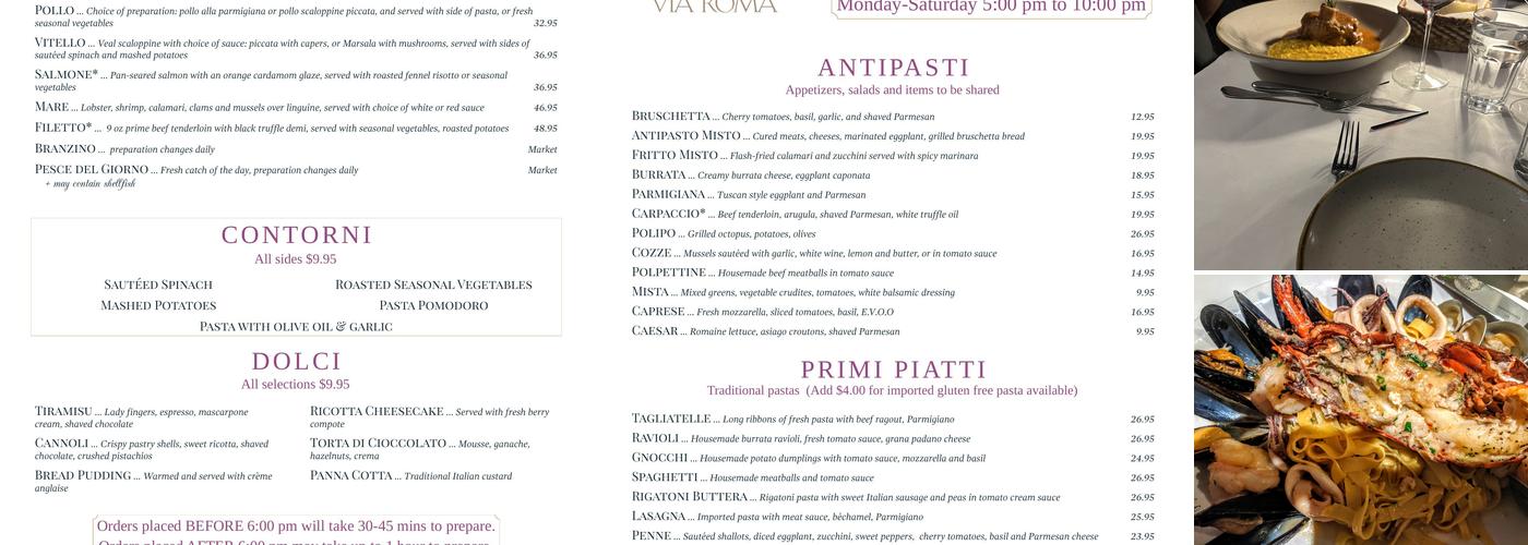 Via Roma Menu