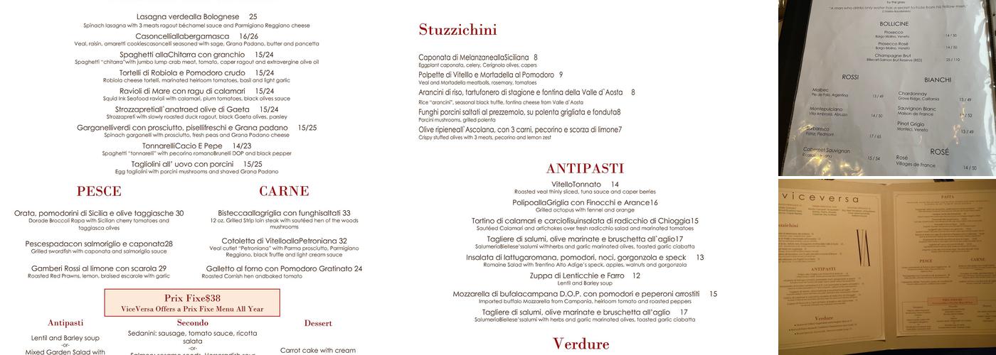 ViceVersa Menu