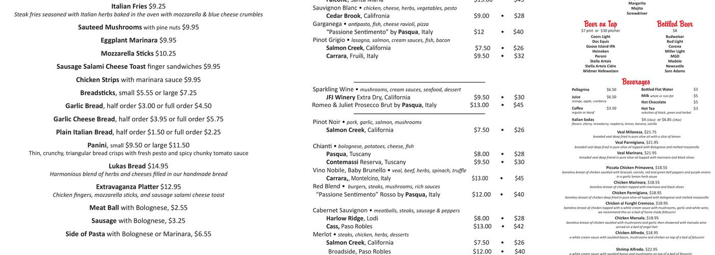 Victorios Ristorante & Catering Menu