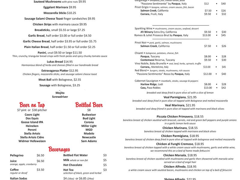 Victorios Ristorante & Catering Menu