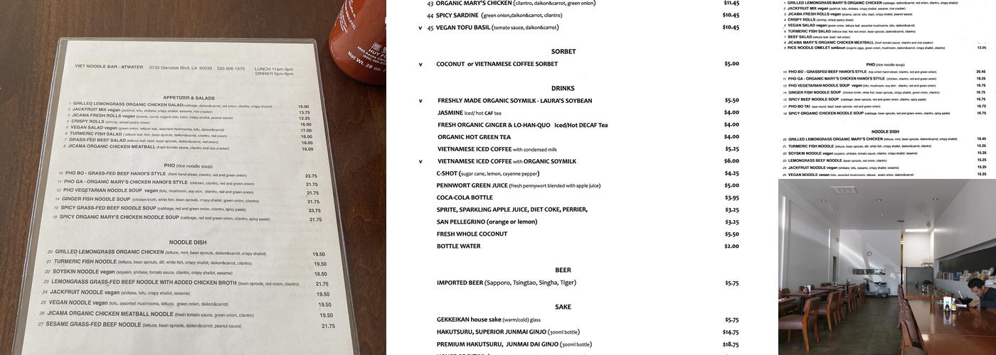 Viet Noodle Bar Menu