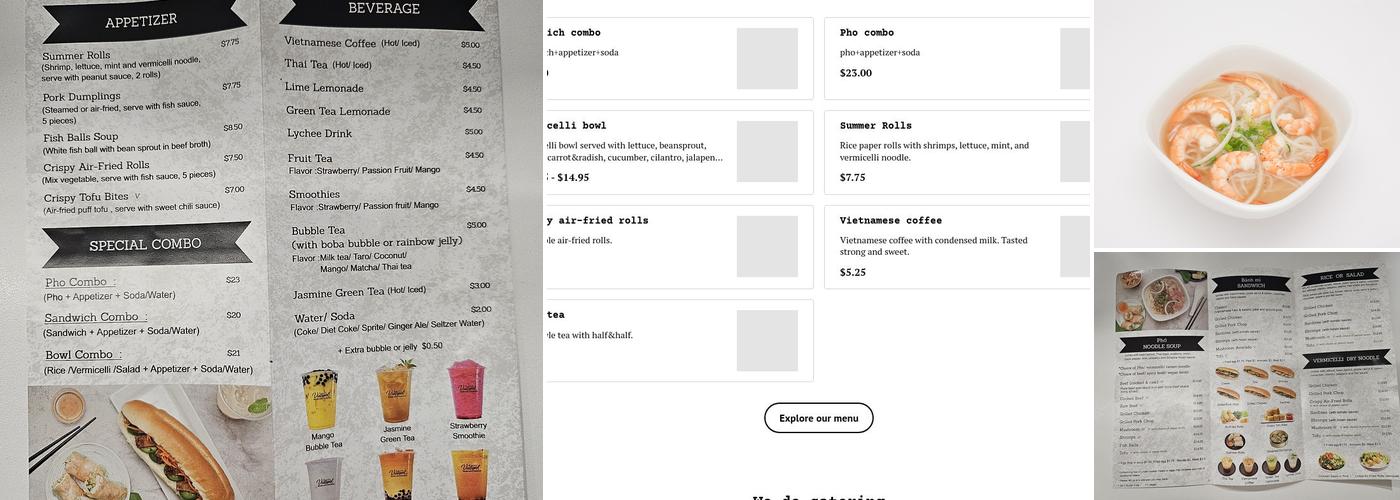 Vietspot Noodle and Sandwich Menu