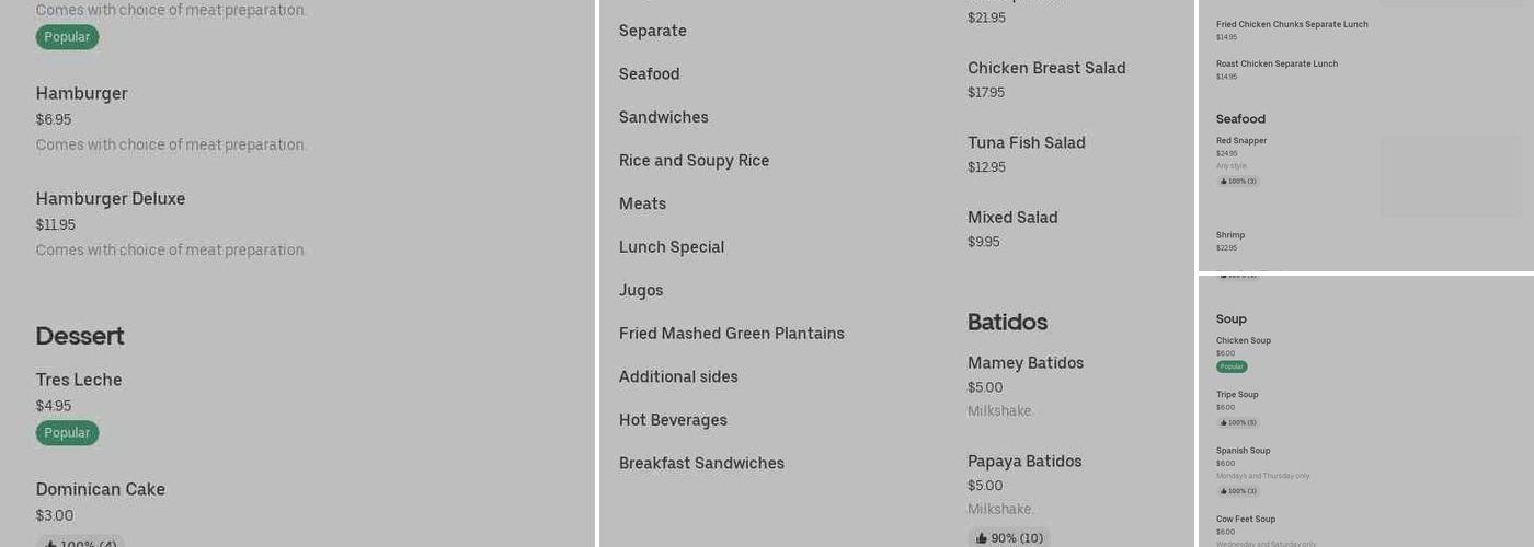 Villa Castillo Menu